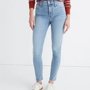 Madewell 10” High Rise Skinny Denim Jeans Light Blue Acid Wash 90s